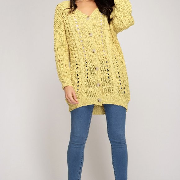 NWT - She + Sky Open Knit Cardi in Banana - Picture 2 of 9